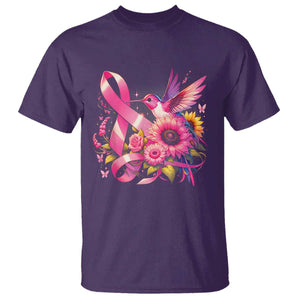 Breast Cancer Awareness T Shirt Hummingbird Pink Ribbon Support TS02 Purple Print Your Wear