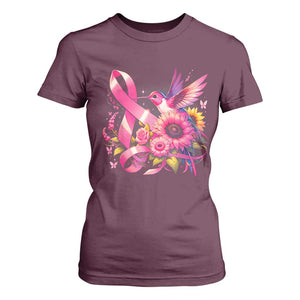 Breast Cancer Awareness T Shirt For Women Hummingbird Pink Ribbon Support TS02 Maroon Print Your Wear