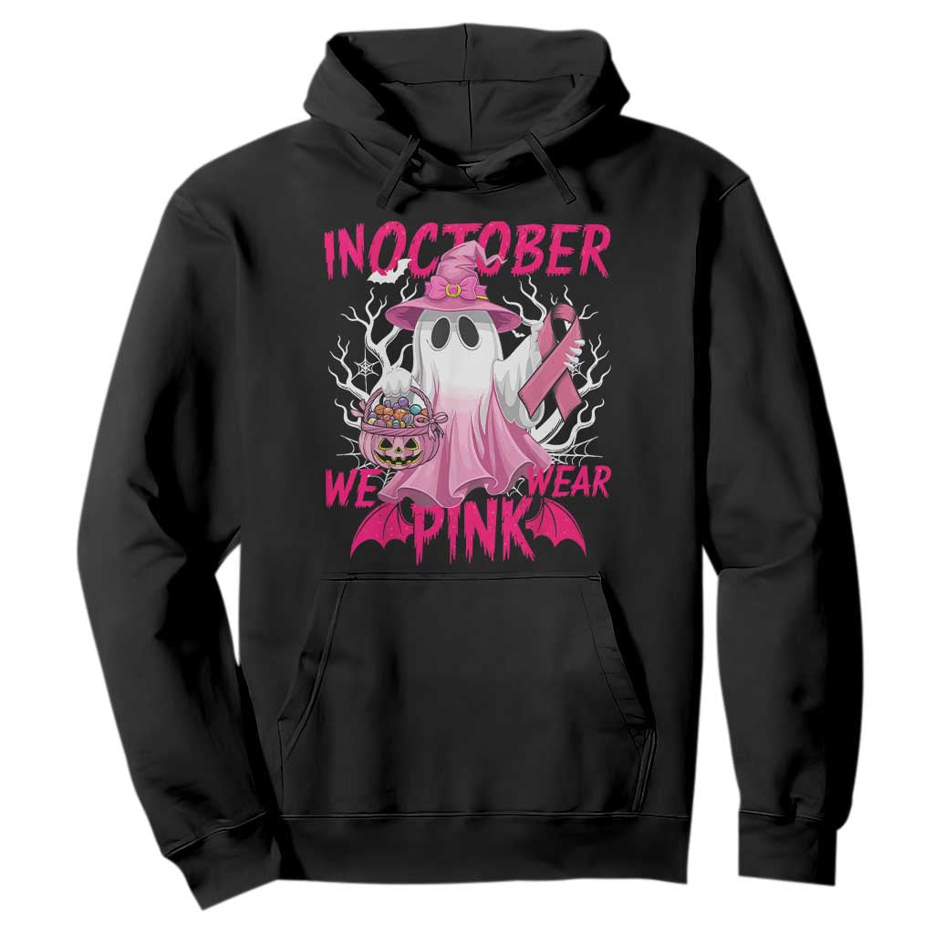 Breast Cancer Awareness Hoodie In October We Wear Pink Ghost TS02 Black Print Your Wear