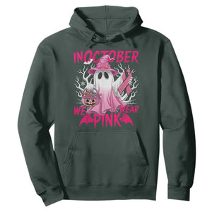 Breast Cancer Awareness Hoodie In October We Wear Pink Ghost TS02 Dark Forest Green Print Your Wear