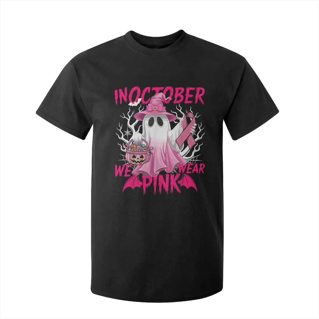 Breast Cancer Awareness T Shirt For Kid In October We Wear Pink Ghost TS02 Black Print Your Wear