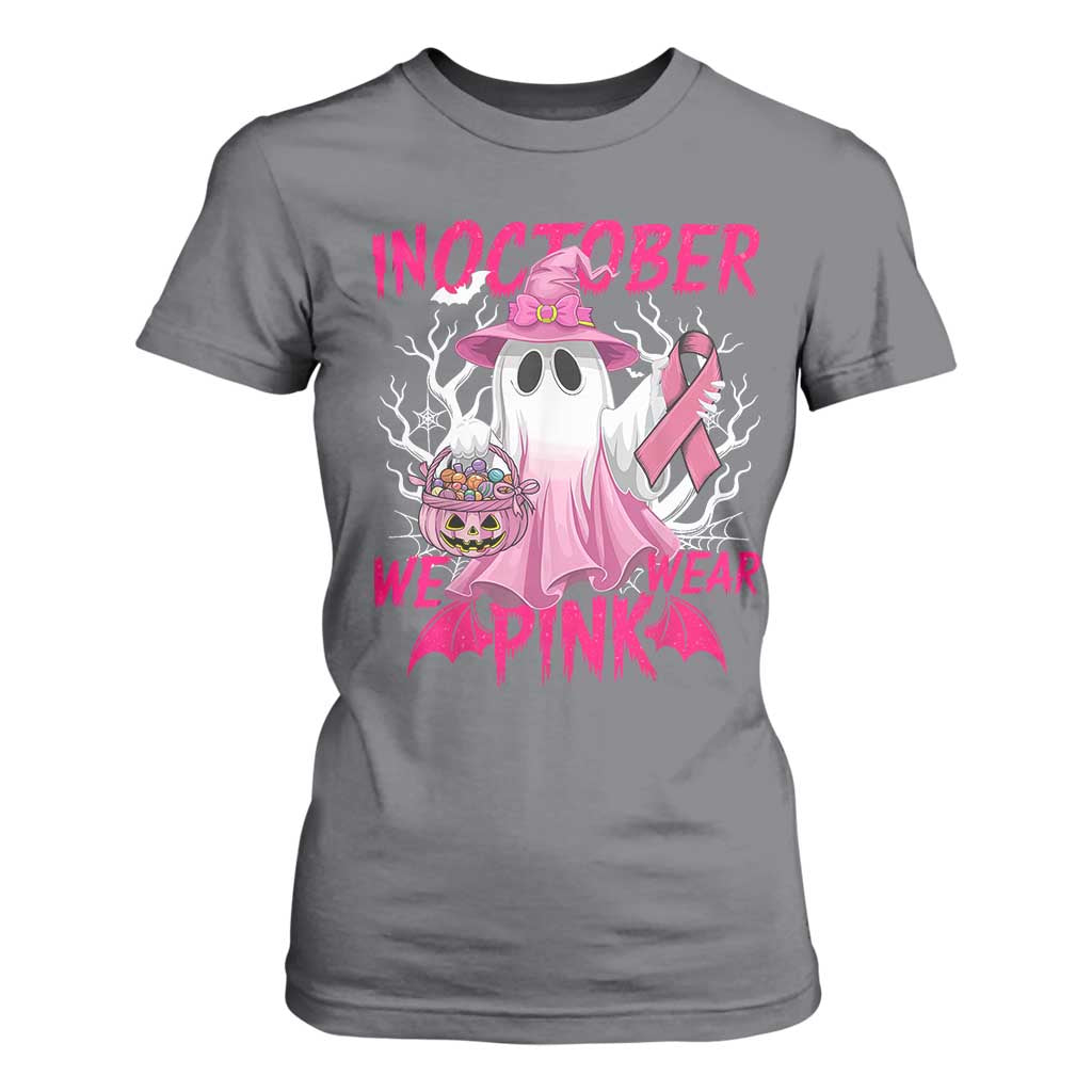 Breast Cancer Awareness T Shirt For Women In October We Wear Pink Ghost TS02 Charcoal Print Your Wear