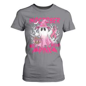 Breast Cancer Awareness T Shirt For Women In October We Wear Pink Ghost TS02 Charcoal Print Your Wear