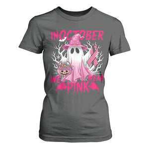 Breast Cancer Awareness T Shirt For Women In October We Wear Pink Ghost TS02 Dark Heather Print Your Wear