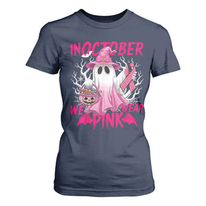 Breast Cancer Awareness T Shirt For Women In October We Wear Pink Ghost TS02 Navy Print Your Wear