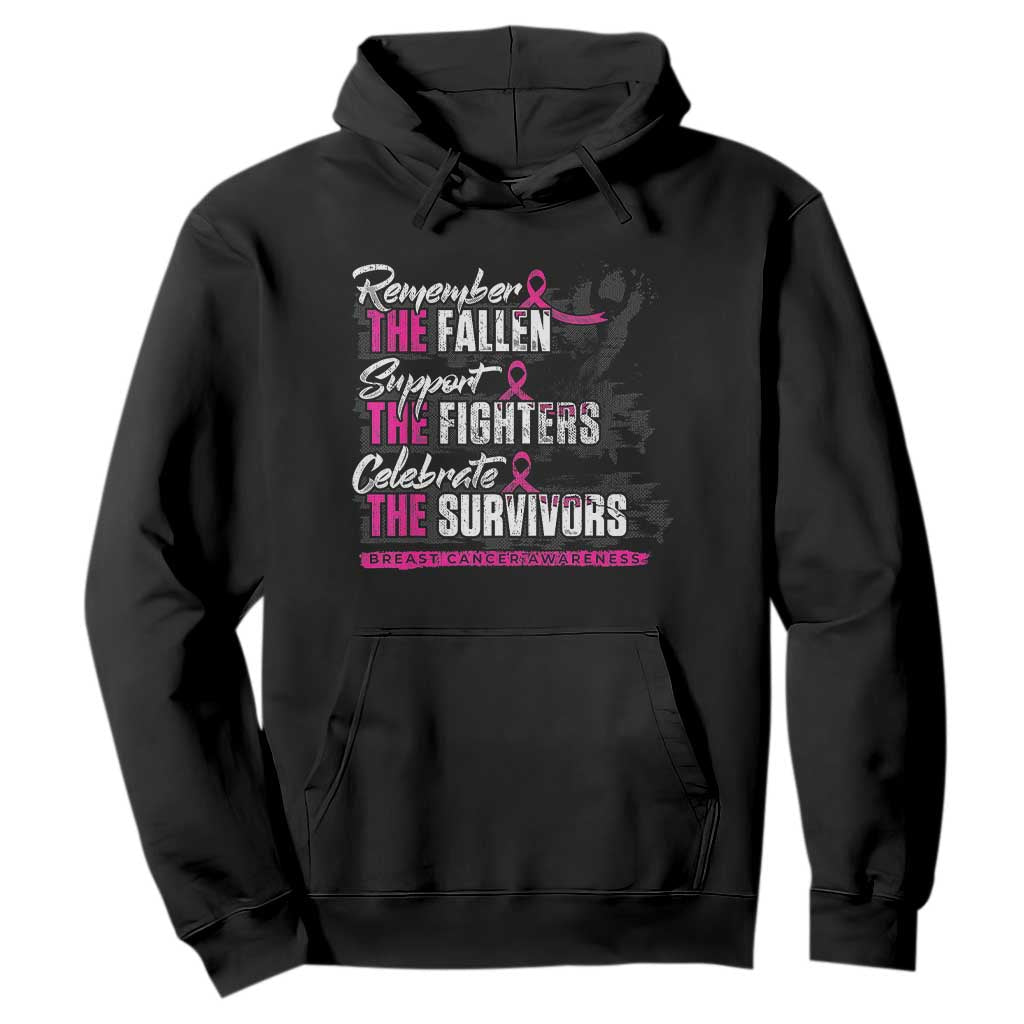 Breast Cancer Awareness Hoodie Remember The Fallen Support The Fighters TS02 Black Print Your Wear