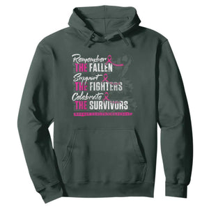 Breast Cancer Awareness Hoodie Remember The Fallen Support The Fighters TS02 Dark Forest Green Print Your Wear