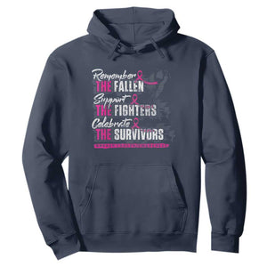 Breast Cancer Awareness Hoodie Remember The Fallen Support The Fighters TS02 Navy Print Your Wear