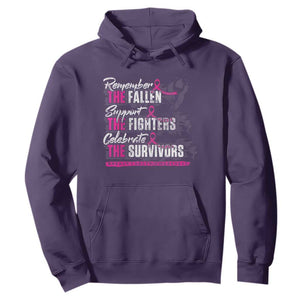 Breast Cancer Awareness Hoodie Remember The Fallen Support The Fighters TS02 Purple Print Your Wear