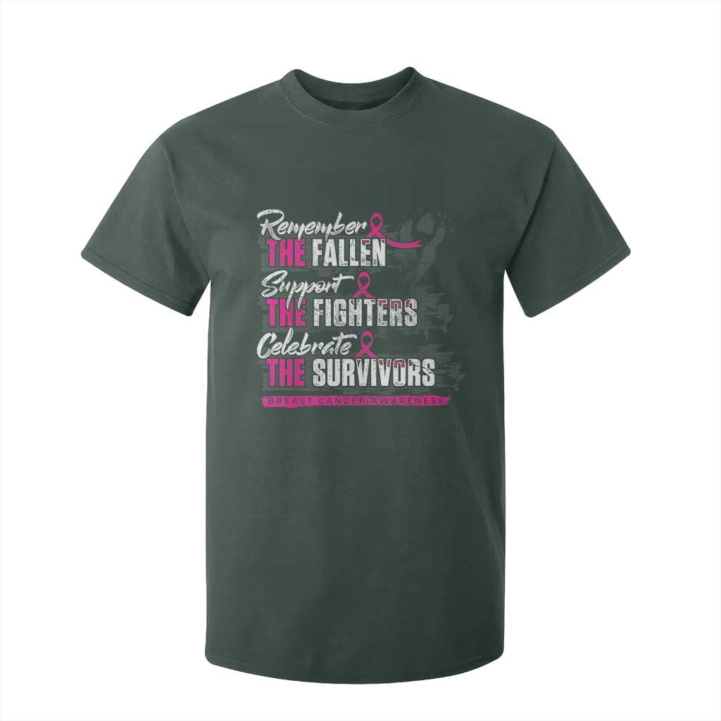 Breast Cancer Awareness T Shirt For Kid Remember The Fallen Support The Fighters TS02 Dark Forest Green Print Your Wear