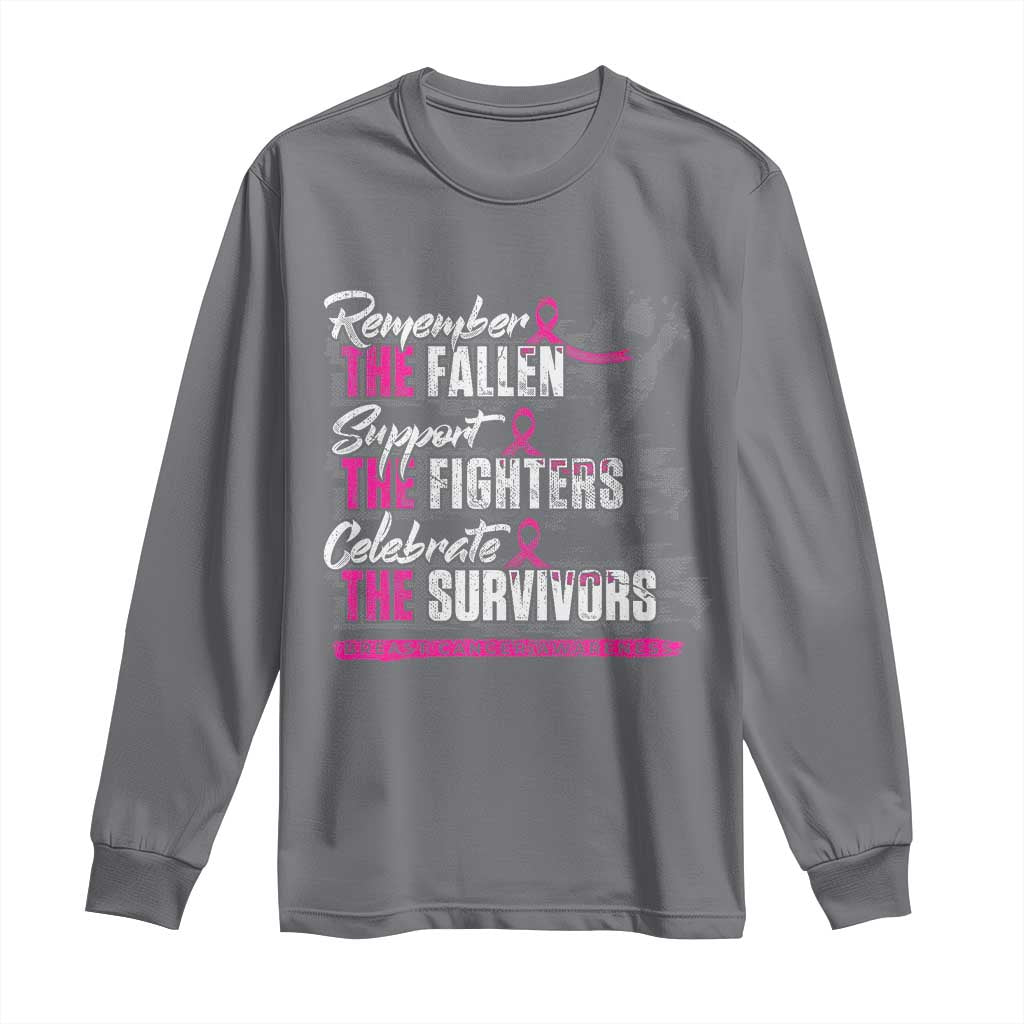 Breast Cancer Awareness Long Sleeve Shirt Remember The Fallen Support The Fighters TS02 Charcoal Print Your Wear