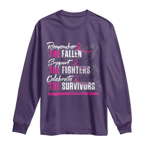 Breast Cancer Awareness Long Sleeve Shirt Remember The Fallen Support The Fighters TS02 Purple Print Your Wear