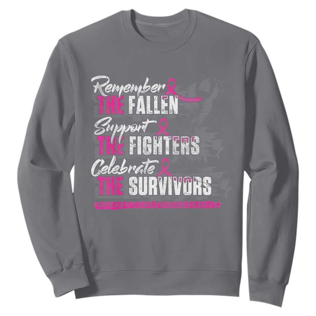Breast Cancer Awareness Sweatshirt Remember The Fallen Support The Fighters TS02 Charcoal Print Your Wear