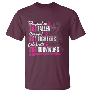 Breast Cancer Awareness T Shirt Remember The Fallen Support The Fighters TS02 Maroon Print Your Wear