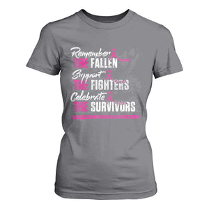 Breast Cancer Awareness T Shirt For Women Remember The Fallen Support The Fighters TS02 Charcoal Print Your Wear