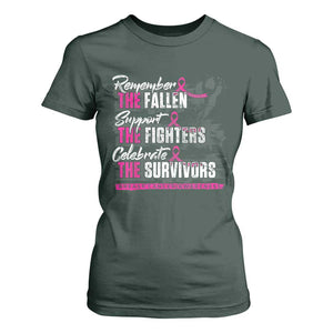 Breast Cancer Awareness T Shirt For Women Remember The Fallen Support The Fighters TS02 Dark Forest Green Print Your Wear