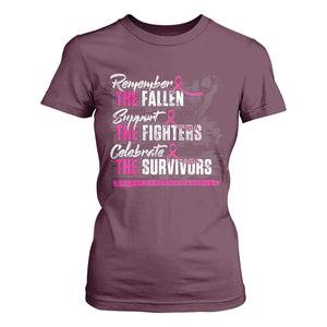 Breast Cancer Awareness T Shirt For Women Remember The Fallen Support The Fighters TS02 Maroon Print Your Wear