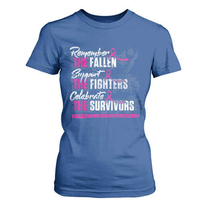 Breast Cancer Awareness T Shirt For Women Remember The Fallen Support The Fighters TS02 Royal Blue Print Your Wear