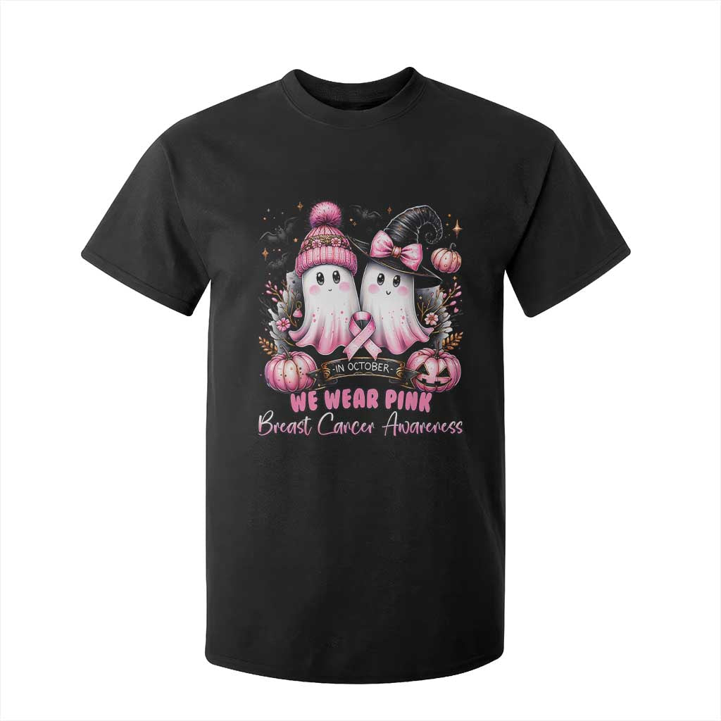 Breast Cancer Awareness Witch T Shirt For Kid In October We Wear Pink Ghost Witch TS02 Black Print Your Wear