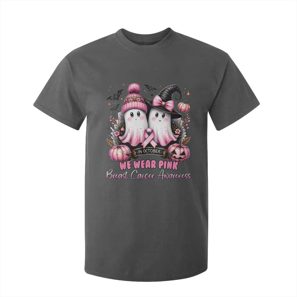 Breast Cancer Awareness Witch T Shirt For Kid In October We Wear Pink Ghost Witch TS02 Dark Heather Print Your Wear