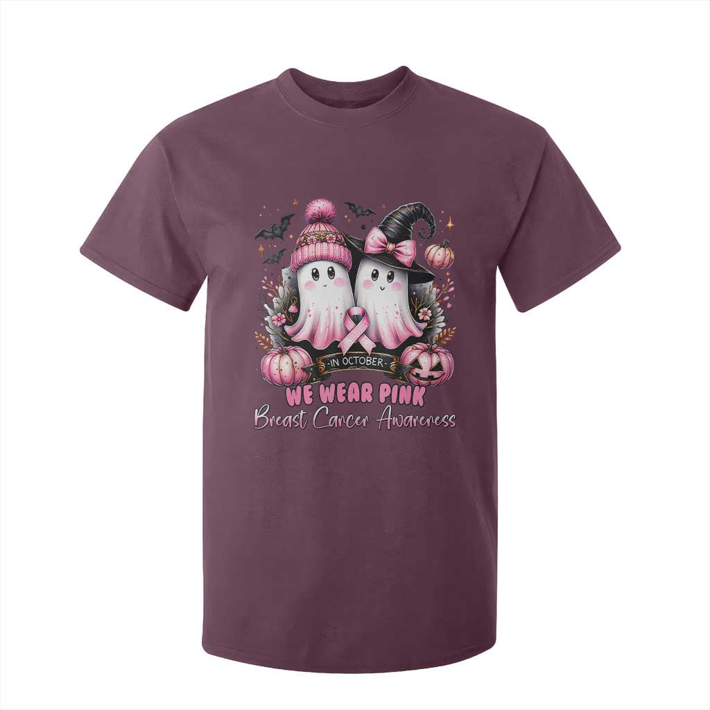 Breast Cancer Awareness Witch T Shirt For Kid In October We Wear Pink Ghost Witch TS02 Maroon Print Your Wear