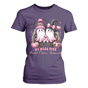 Breast Cancer Awareness Witch T Shirt For Women In October We Wear Pink Ghost Witch TS02 Purple Print Your Wear
