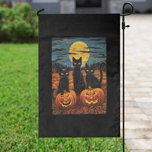 Black Cat Halloween Garden Flag Starry Night Van Gogh Inspo TS02 Print Your Wear