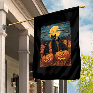Black Cat Halloween Garden Flag Starry Night Van Gogh Inspo TS02 Print Your Wear