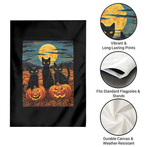 Black Cat Halloween Garden Flag Starry Night Van Gogh Inspo TS02 Print Your Wear