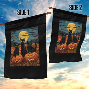 Black Cat Halloween Garden Flag Starry Night Van Gogh Inspo TS02 Print Your Wear