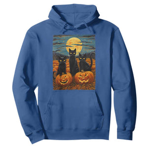 Black Cat Halloween Hoodie Starry Night Van Gogh Inspo TS02 Royal Blue Print Your Wear
