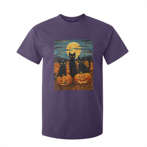 Black Cat Halloween T Shirt For Kid Starry Night Van Gogh Inspo TS02 Purple Print Your Wear