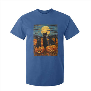 Black Cat Halloween T Shirt For Kid Starry Night Van Gogh Inspo TS02 Royal Blue Print Your Wear