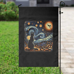 Black Cat Halloween Garden Flag Starry Night Lover Van Gogh Inspo TS02 Print Your Wear