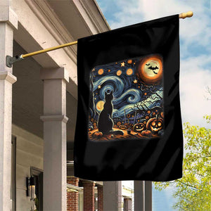 Black Cat Halloween Garden Flag Starry Night Lover Van Gogh Inspo TS02 Print Your Wear