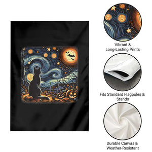 Black Cat Halloween Garden Flag Starry Night Lover Van Gogh Inspo TS02 Print Your Wear