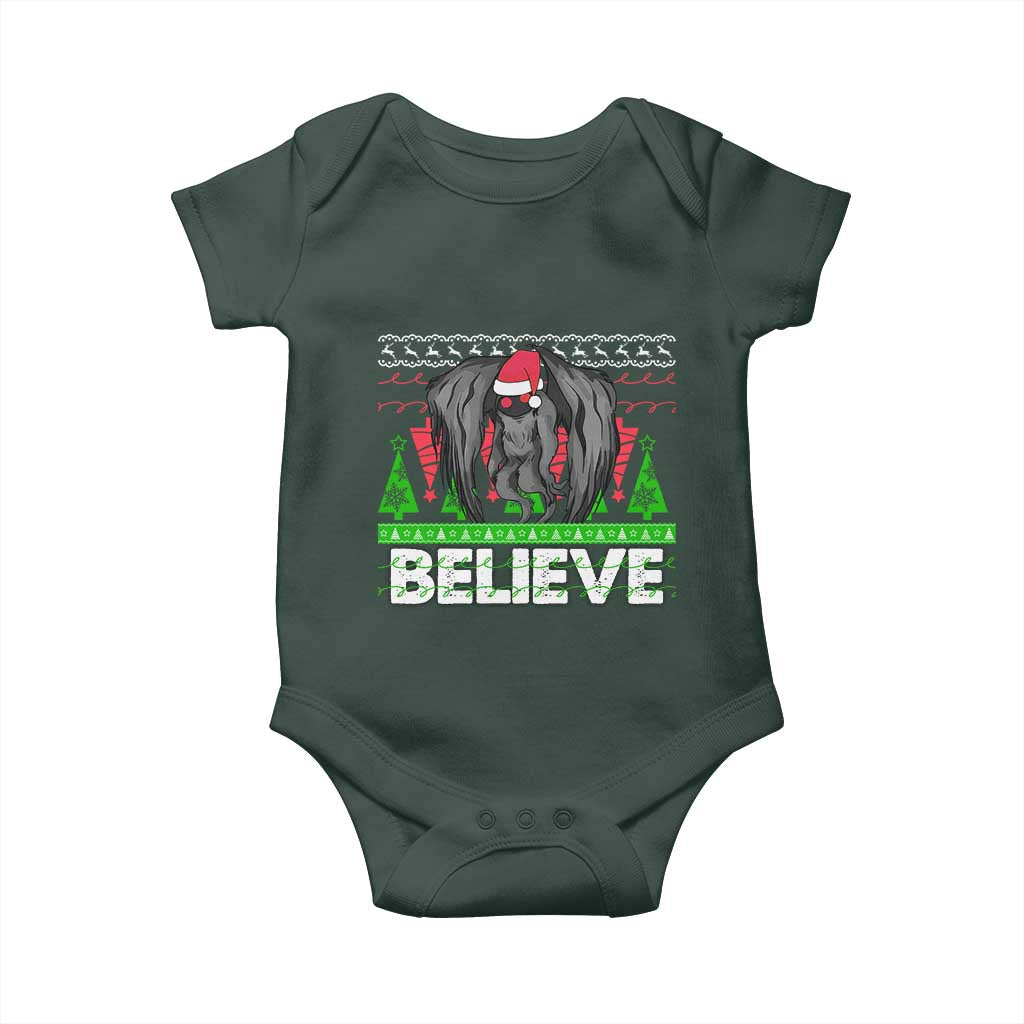 Funny Mothman Santa Baby Onesie Believe Merry Mothmas TS02 Print Your Wear