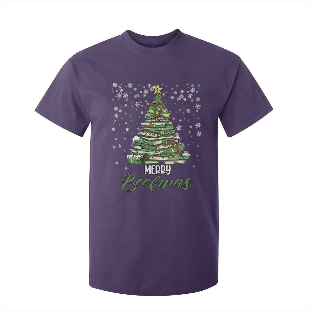 Book Lover Xmas Tree T Shirt For Kid Merry Bookmas TS02 Purple Print Your Wear