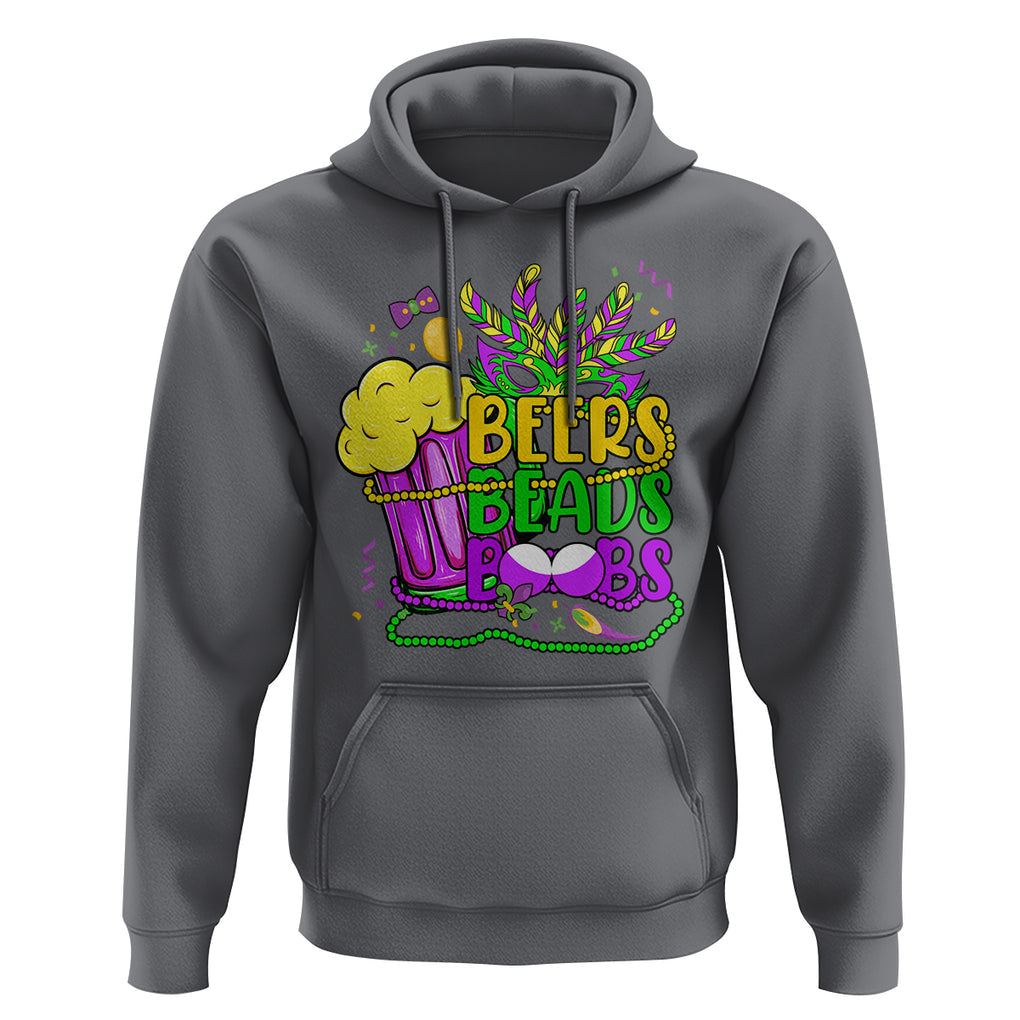 Funny Mardi Gras Hoodie Beer Beads Boobs New Orleans TS02 Charcoal Printyourwear