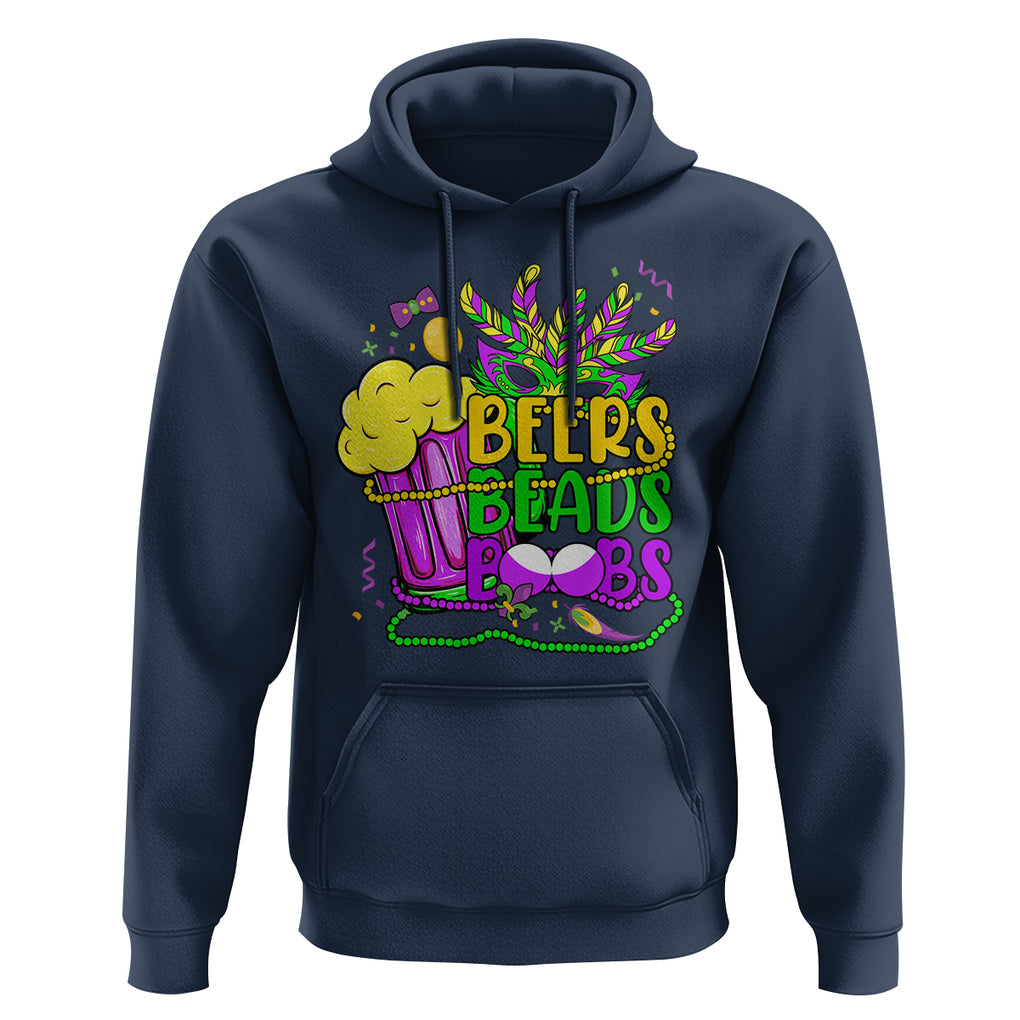 Funny Mardi Gras Hoodie Beer Beads Boobs New Orleans TS02 Navy Printyourwear
