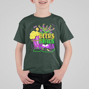 Funny Mardi Gras T Shirt For Kid Beer Beads Boobs New Orleans TS02 Dark Forest Green Print Your Wear