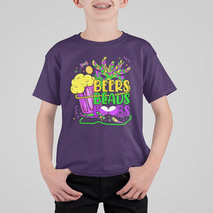 Funny Mardi Gras T Shirt For Kid Beer Beads Boobs New Orleans TS02 Purple Print Your Wear