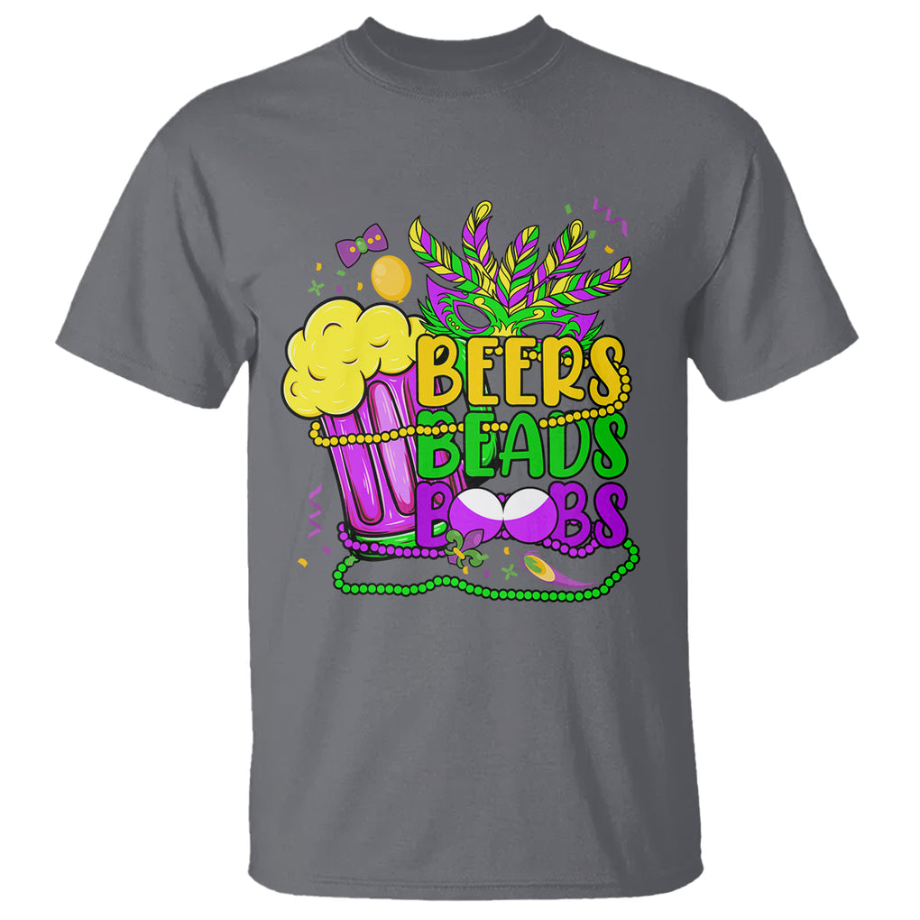 Funny Mardi Gras T Shirt Beer Beads Boobs New Orleans TS02 Charcoal Printyourwear