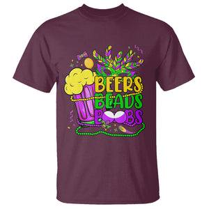 Funny Mardi Gras T Shirt Beer Beads Boobs New Orleans TS02 Maroon Printyourwear