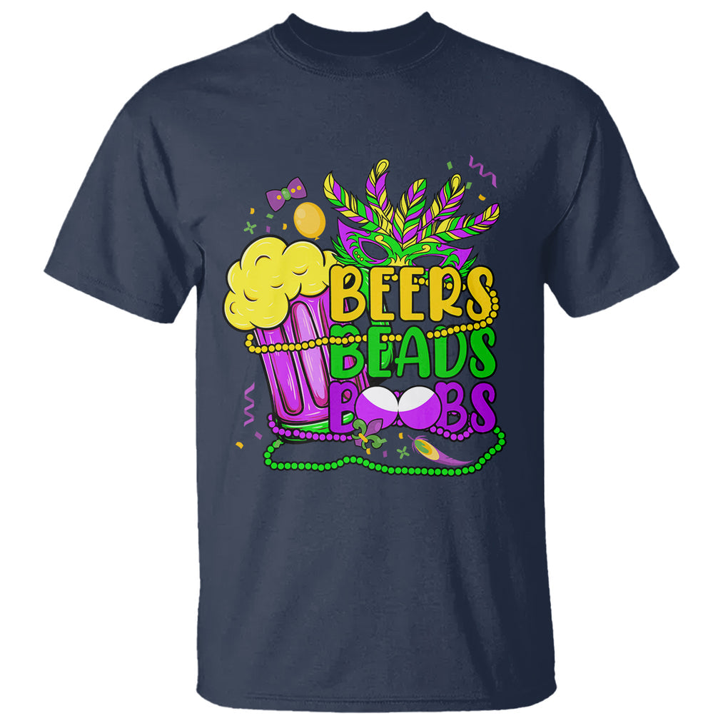 Funny Mardi Gras T Shirt Beer Beads Boobs New Orleans TS02 Navy Printyourwear