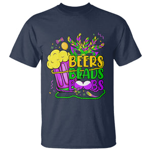Funny Mardi Gras T Shirt Beer Beads Boobs New Orleans TS02 Navy Printyourwear