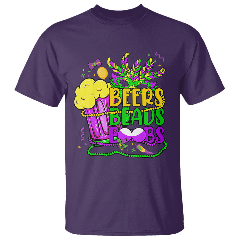 Funny Mardi Gras T Shirt Beer Beads Boobs New Orleans TS02 Purple Printyourwear