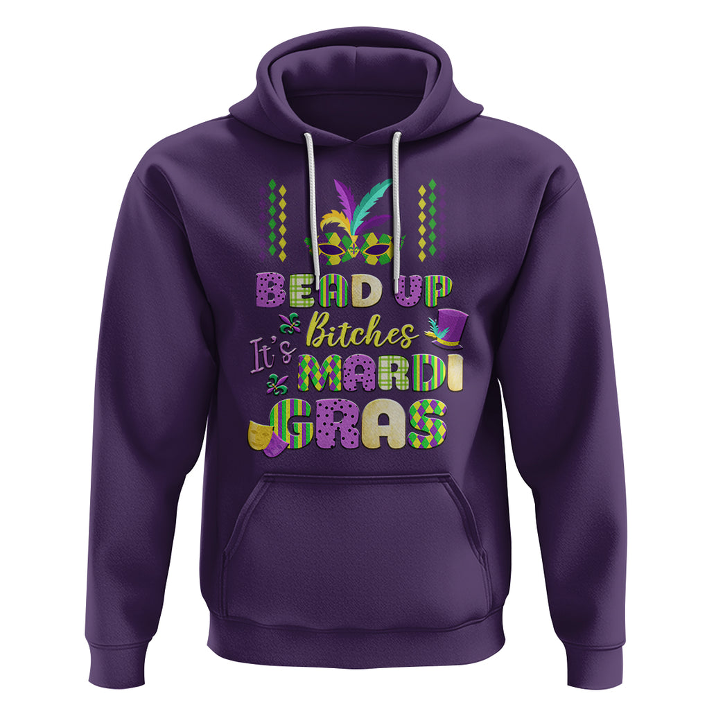 Funny Mardi Gras Hoodie Bead Up Bitches Festival Carnival Parade TS02 Purple Printyourwear