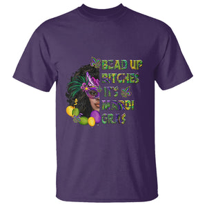 Funny Mardi Gras T Shirt Bead Up Bitches Woman with Mask Carnival Parade TS02 Purple Printyourwear