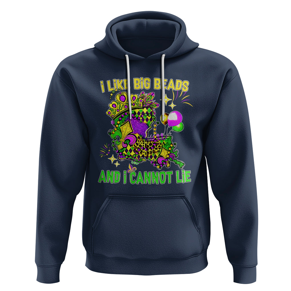 Mardi Gras Hoodie I Like Big Beads And I Can Not Lie New Orleans TS02 Navy Printyourwear